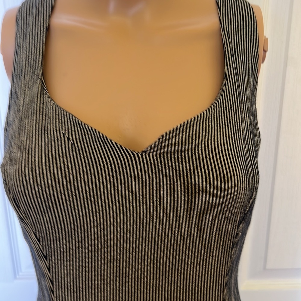 Breakin Loose mid calf pinstripe sundress front kick pleat crisscross back 7/8 - Picture 3 of 5